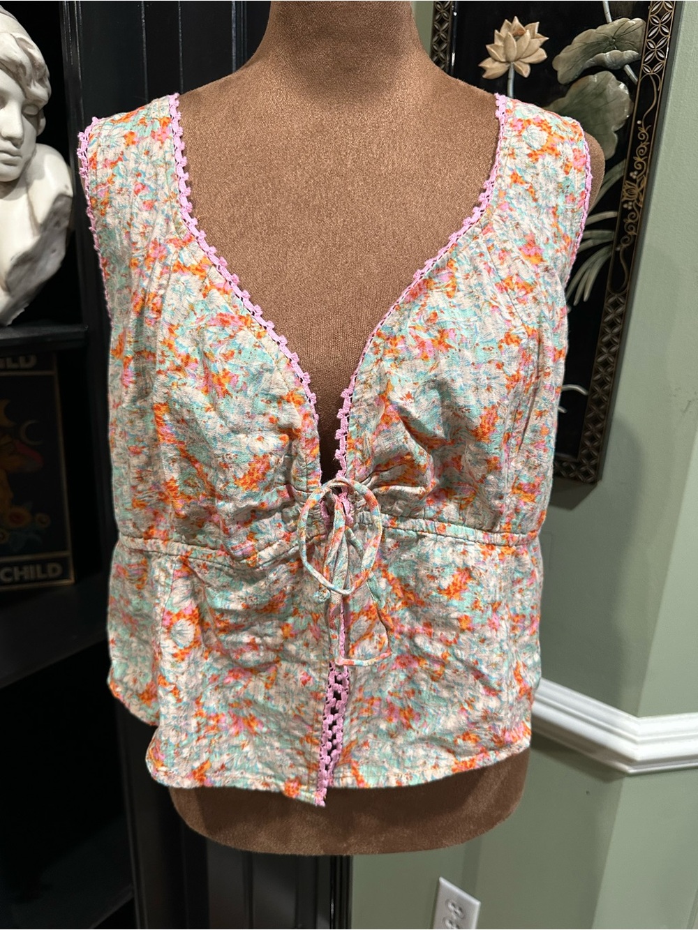 American Eagle Outfitters Orange & Pink Floral Tank Top – NWT – Size XL